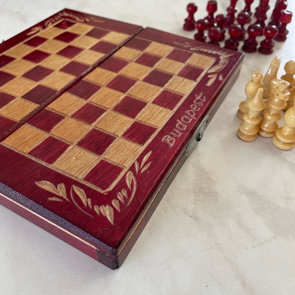 EUC Travel-sized Wooden Chess Set From Budapest Includes all pieces - Picture 7 of 8